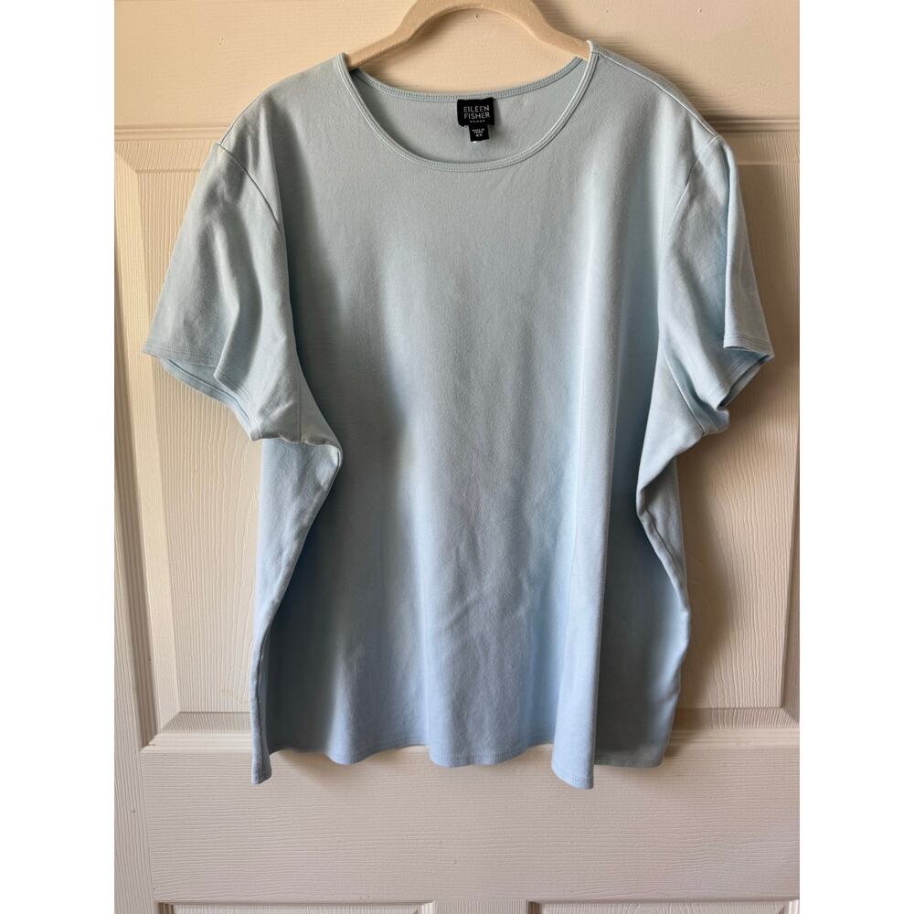 Eileen Fisher Woman Organic Cotton Tee Light Blue 2X